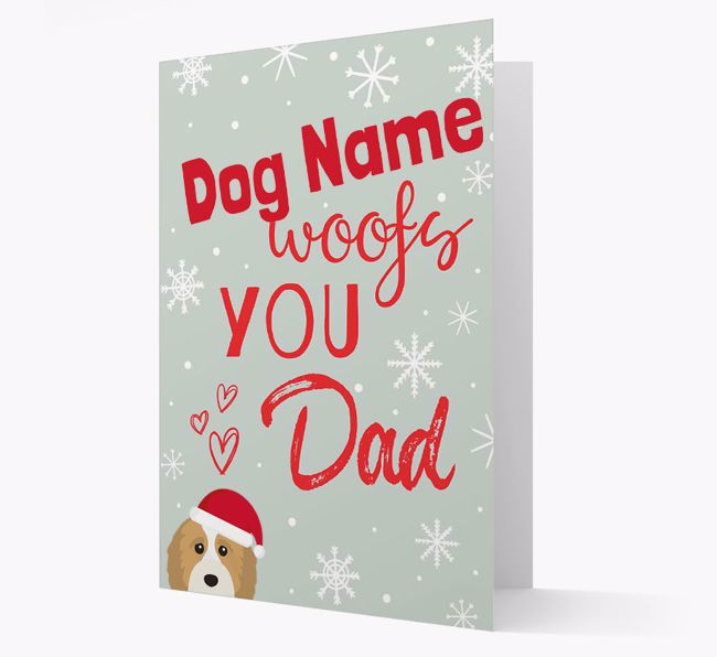 'I Woof You Dad' Card with your {breedFullName} Christmas Icon